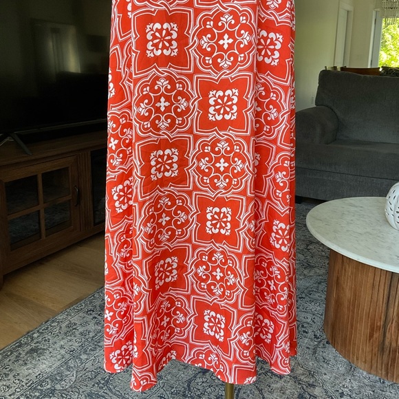 Ann Taylor Tiled Flowy Tie Neck Halter Maxi Dress - Picture 8 of 11